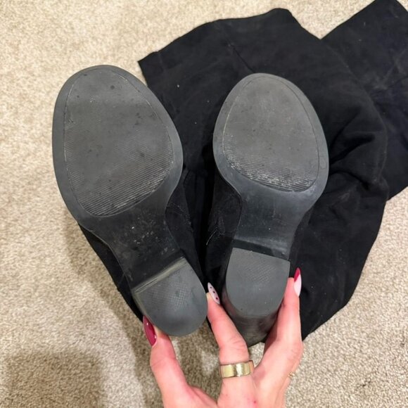Black Knee High Soft Faux Suede Heel Boots Size 6 - Picture 4 of 6